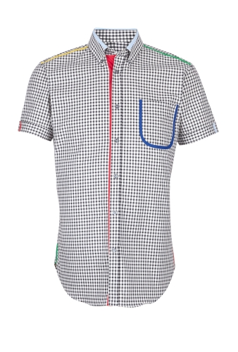 Black Gingham Short Sleeve Shirt by Moschino