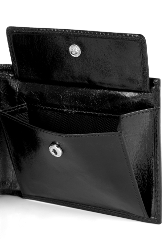 Black Gloss Leather Coin Cash Wallet by Hugo Boss Black