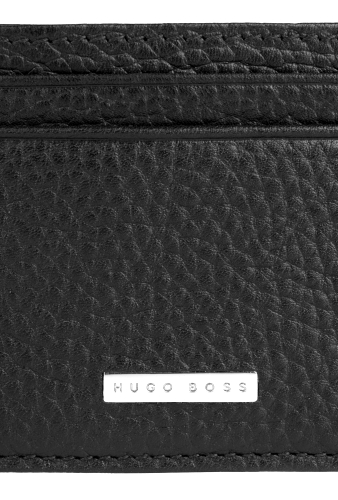 Black Grain Leather Card Slip by Hugo Boss Black