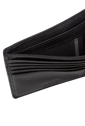 Black Grain Leather Coin Cash Wallet by Hugo Boss Black
