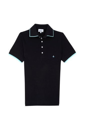Black High Collar Orb Polo by Vivienne Westwood