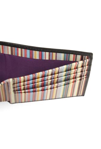 Black Internal Multi Stripe Billfold Wallet by Paul Smith Ac