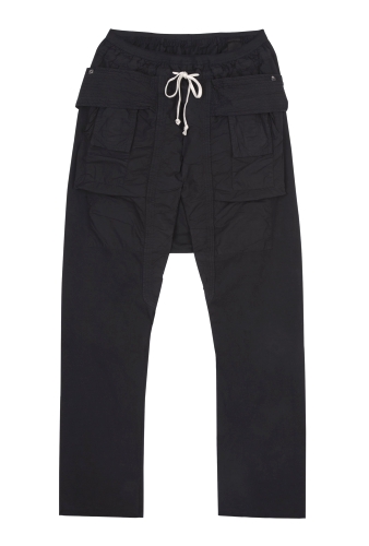 Black Jersey Belted Cargo Trousers by Rick Owens DRKSHDW
