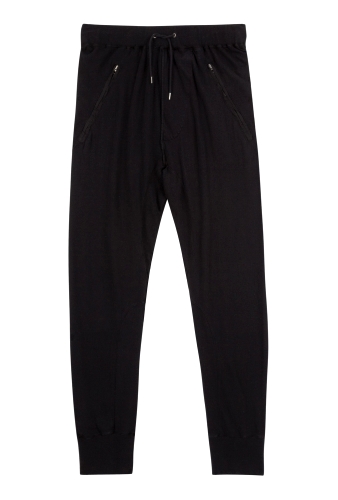 Black Jersey Drop Crotch Trousers by Acne