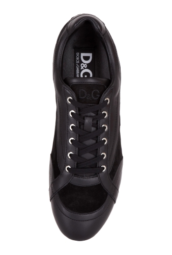 Black Leather and Suede Football Trainers by D&G