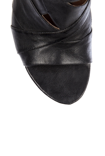 Black Leather peeptoe Slit Bootie by Belle Sigerson Morrison