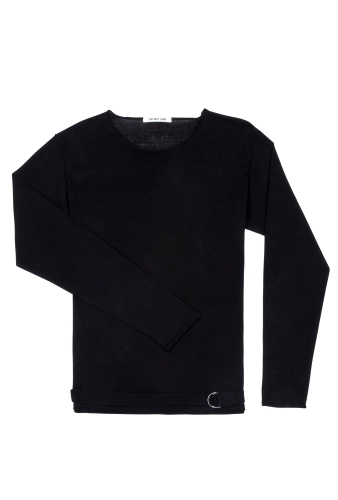 Black Loose Linen Knit Strap Detail Jumper by Helmut Lang