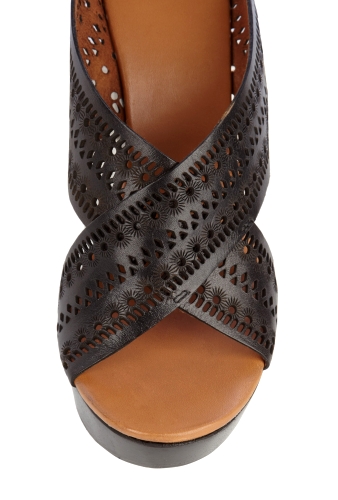 Black Mabel Peep Toe Wedge by DVF