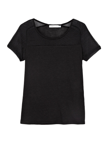 Black Mesh Shoulder Tee by See by Chloe
