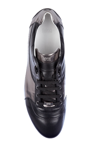 Black Metal Steel Side Stripe Spai Trainers by Hugo Boss Bla