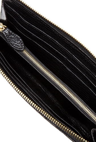 Black Mila Slim Zip Wallet by Mulberry