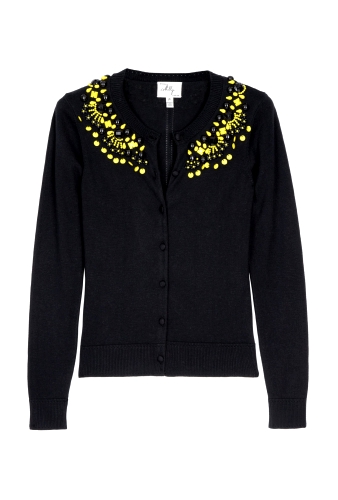 Black Murano Jewel Cardigan by Milly