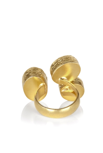 Black Onyx Triple Stone Signature Ring by Aamaya by Priyanka