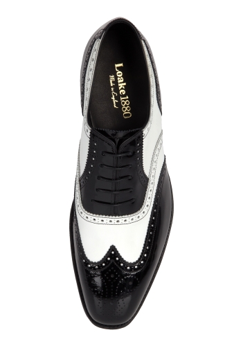Black Patent White Calf Dress Shoes by Loake