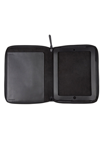 Black Pebbled Leather iPad Holder by Burberry