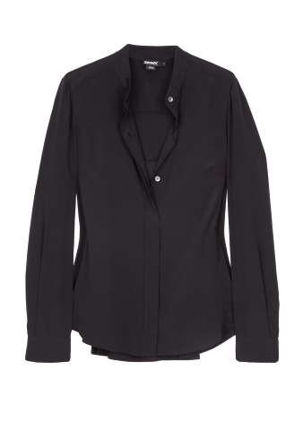 Black Peplum Back Crepe Blouse by DKNY