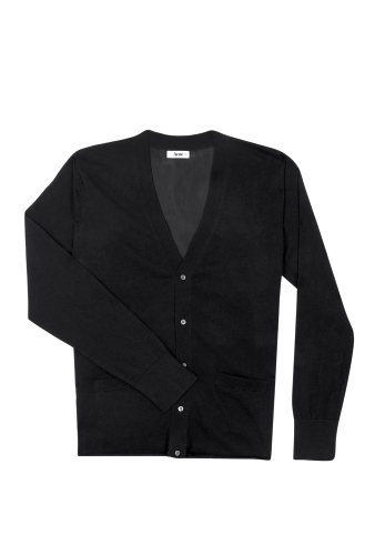 Black Silk Backed Cotton Beagle Cardigan by Acne