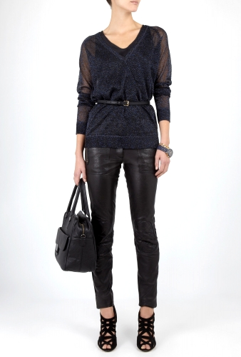 Black Skinny Leather Waisted Belt by Joseph