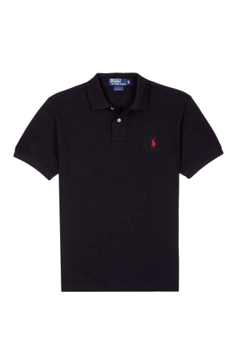 Black Slim Fit Mesh Polo by Polo Ralph Lauren