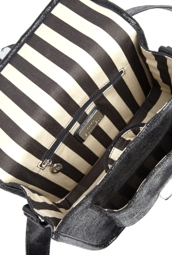 Black Sparkle Leather Mini Satchel by Lulu Guinness