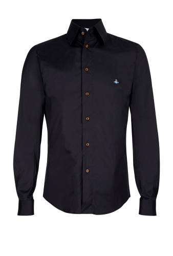 Black Stretch Poplin Slim Fit Shirt by Vivienne Westwood