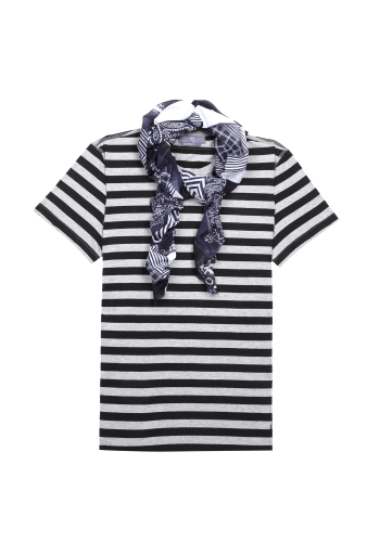 Black Striped Zip-off Scarf Tee by McQ Alexander McQueen