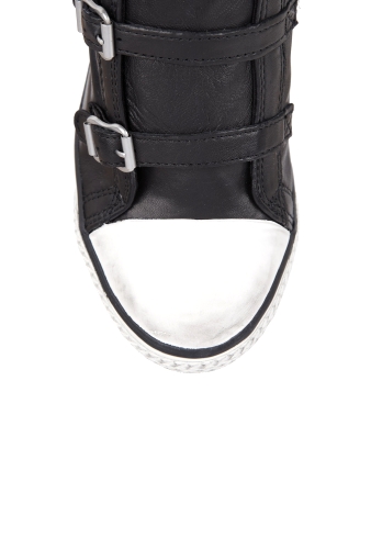 Black Thelma Leather Wedge Buckle Trainer by Ash