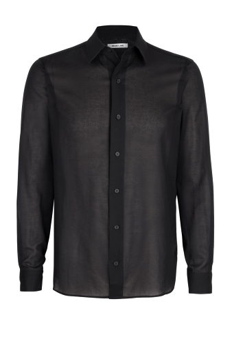 Black Voile Cotton Slim Fit Shirt by Helmut Lang