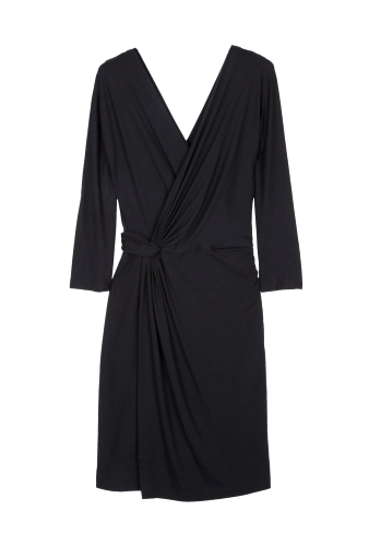Black Whisper Weight Jersey Wrap Dress by DKNY