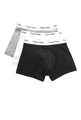Black White and Grey 3 Pack Cotton Trunks by Calvin Klein