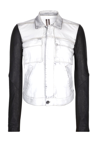 Bleach Grey Leather Denim Combo Jacket by Rick Owens DRKSHDW