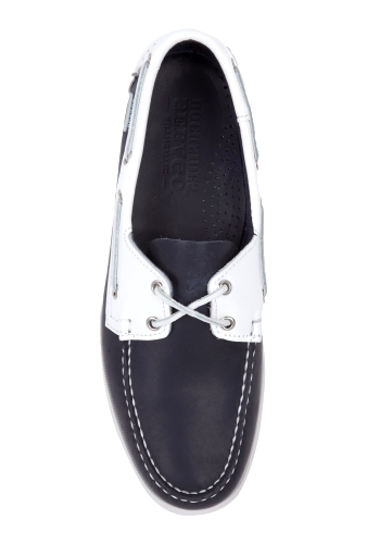Blue and White Leather Boat Shoes by Sebago
