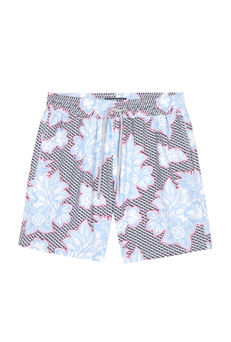 Blue Batic Flower Print Swimshorts by Vilebrequin