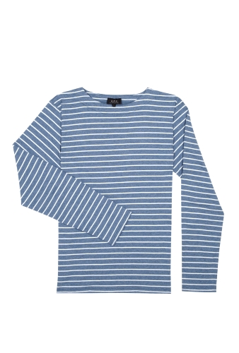 Blue Breton Stripe Long Sleeve Tee by APC