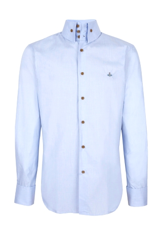 Blue Cotton High Collar Shirt by Vivienne Westwood
