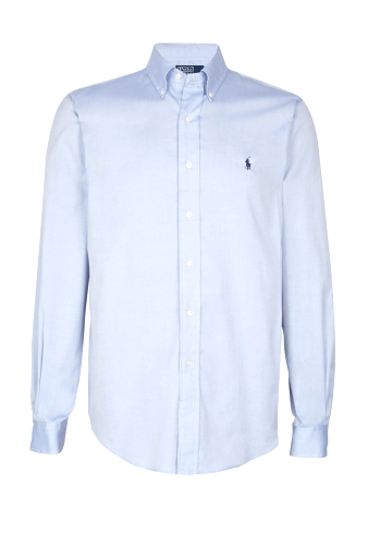 Blue Custom Fit Classic Poplin Shirt by Polo Ralph Lauren