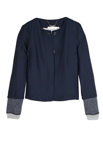 Blue Linen Jersey Combo Jacket by See by Chloe