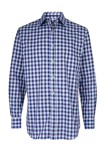 Blue Navy Block Gingham Shirt by Paul Smith London