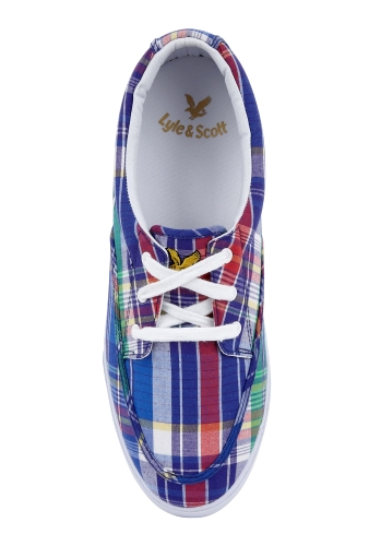Blue Plaid Canvas Deck Plimsolls by Lyle and Scott