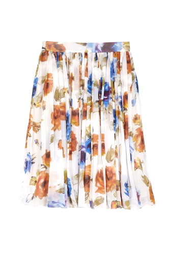 Blue Rose Hand Ironed Swing Skirt by D&G Dolce & Gabbana