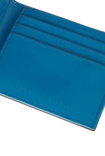 Blue Shiny Leather Cash Wallet by Marc by Marc Jacobs