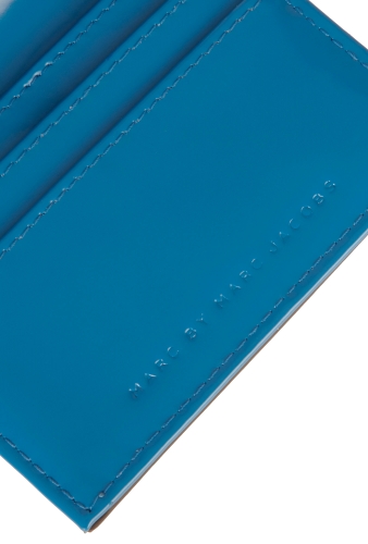 Blue Shiny Leather Folded Card Case by Marc by Marc Jacobs
