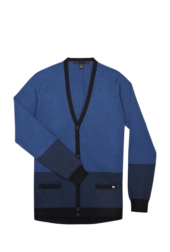 Blue Silk Cotton Cashmere Colour Block Cardigan by Marc by M