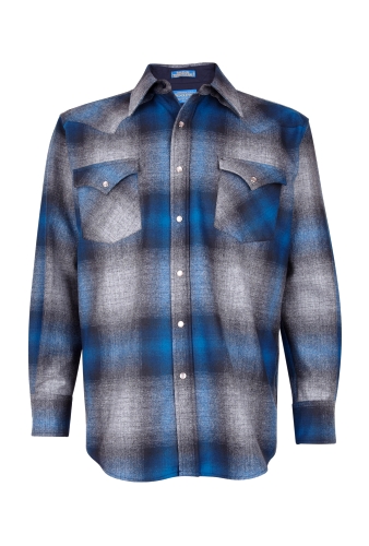 Blue Slate Plaid Wool Western Shirt by Pendleton Woolen Mill