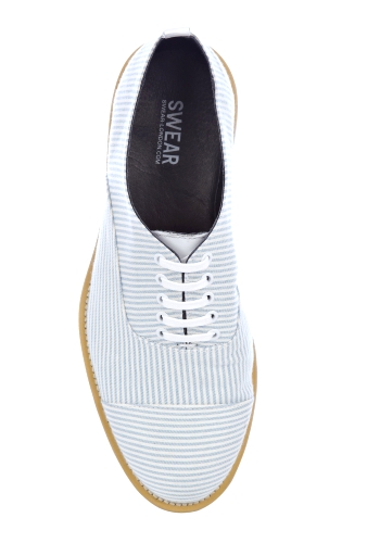 Blue Striped Canvas Chaplin Shoes by Swear