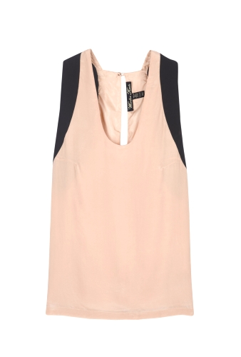 Blush Racer Contrast Trim Silk Top by Winter Kate