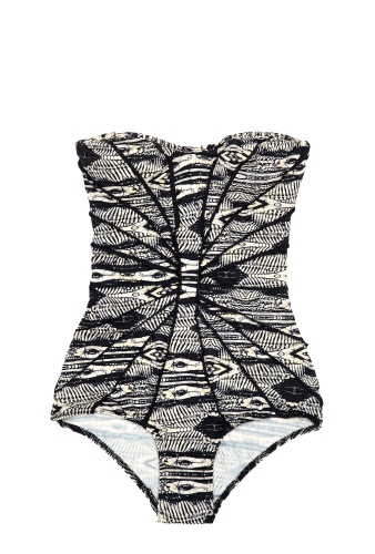 Bone Print Ebony Rose Frill One Piece by Zimmerman