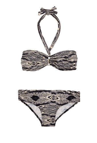 Bone Print Ebony Rose Rectangle Bikini by Zimmerman