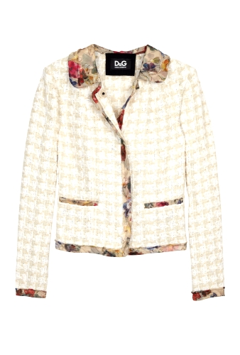 Boucle Peony Trimmed Jacket by D&G Dolce & Gabbana