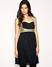 Boutikee Dress With Embellished Bust And Strap Detail
